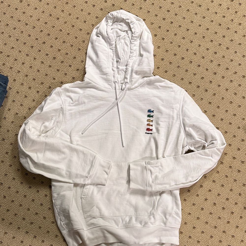 Lacoste X polaroid - White Hoodie with Colorful alligators